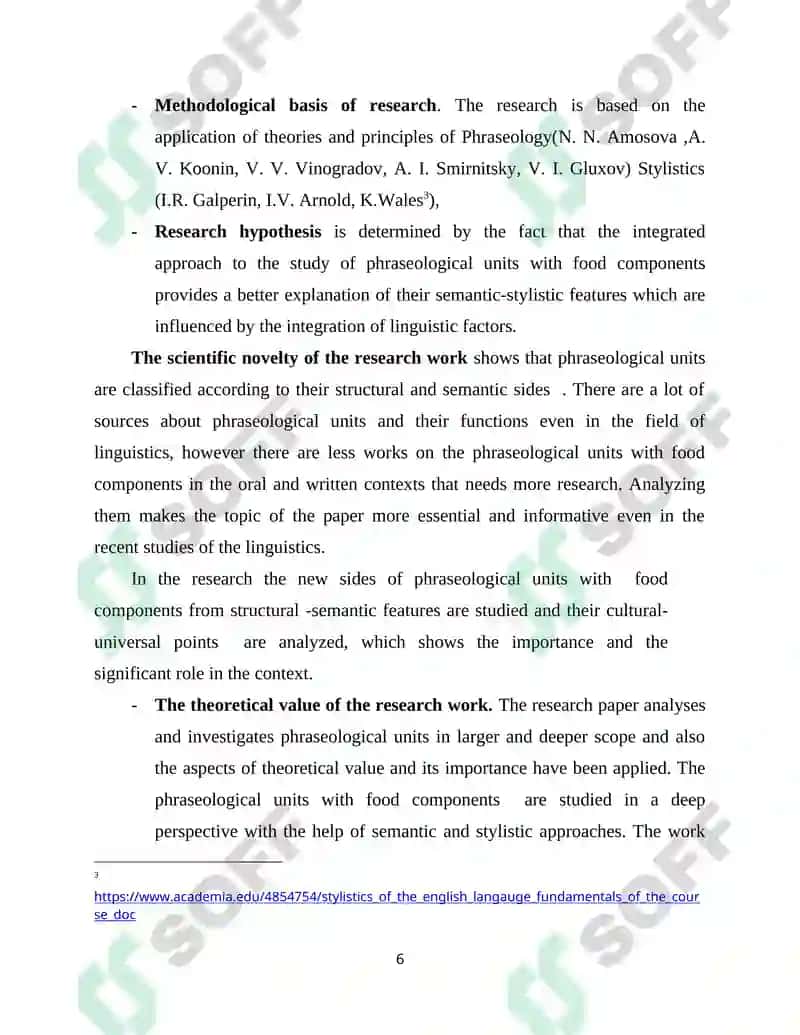 STRUCTURAL AND SEMANTIC PECULIARITIES OF PHRASEOLOGICAL UNITS WITH “FOOD” COMPONENT IN THE ENGLISH LANGUAGE 6