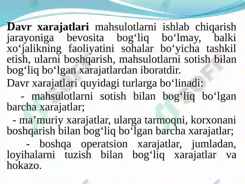 Ishlabchiqarish xarajatlari 6