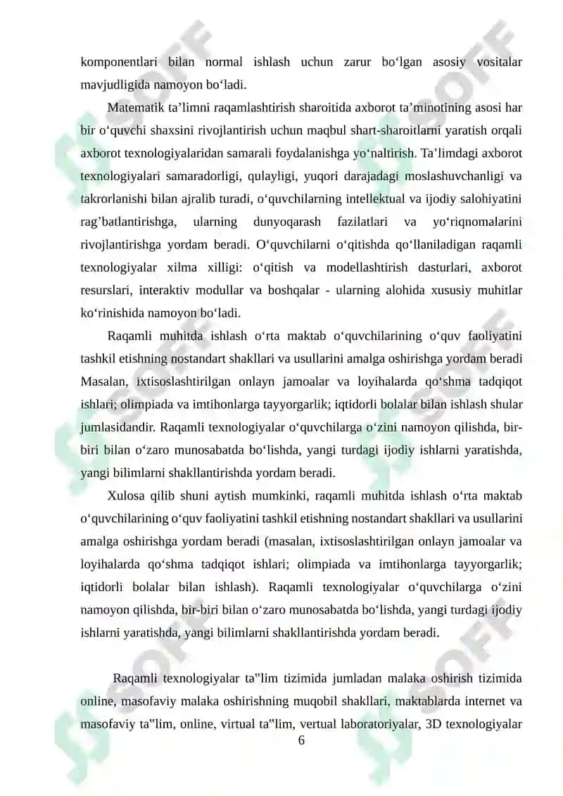 Matematika oʻqitish metodikasi 6
