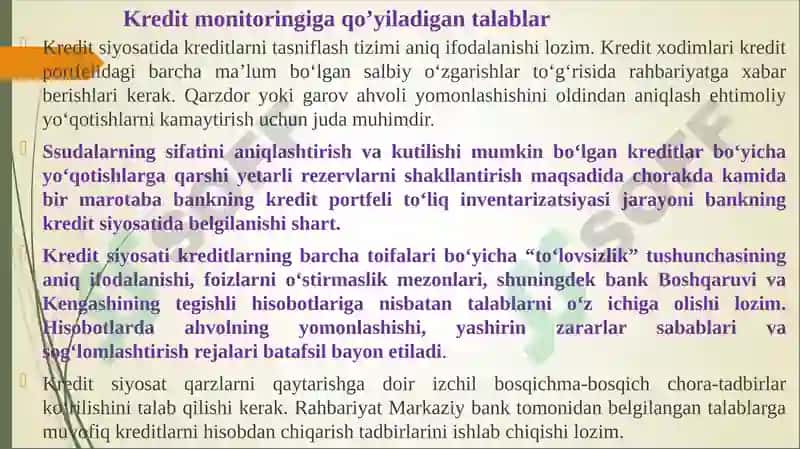 Tijorat banklarining kredit siyosati 6