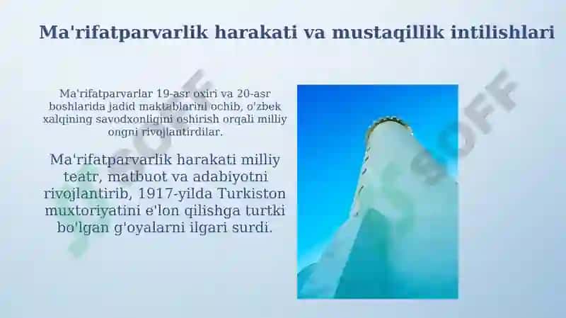 Oʻzbekiston mustaqillik gʻoyalarining tarixiy asoslari 6