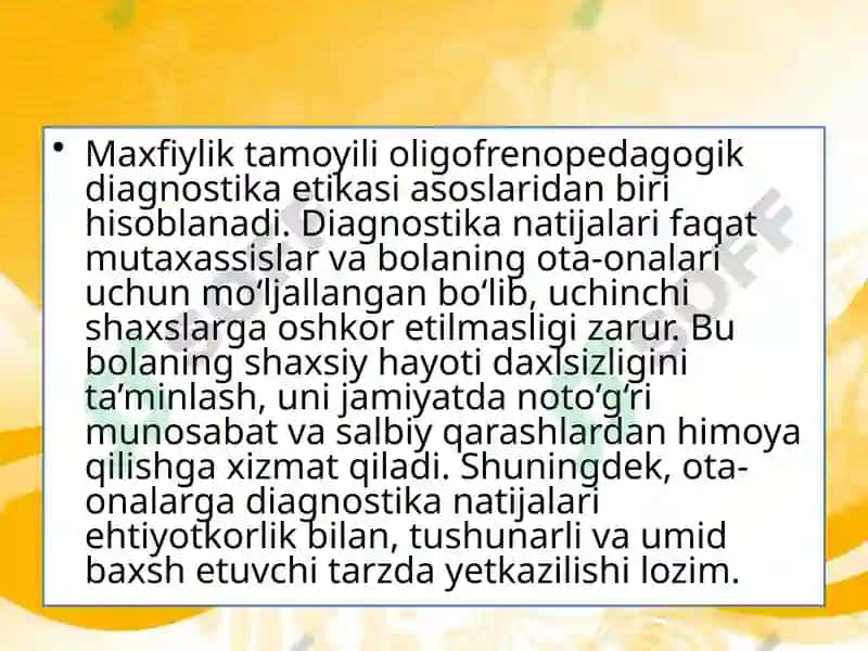 OLIGOFRENOPEDAGOGIK DIAGNOSTIKA ETIKASI 6