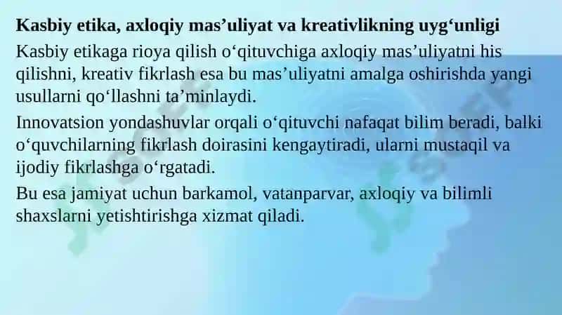 Kasbiy etikasi va o‘qituvchining axloqiy mas’uliyati 6