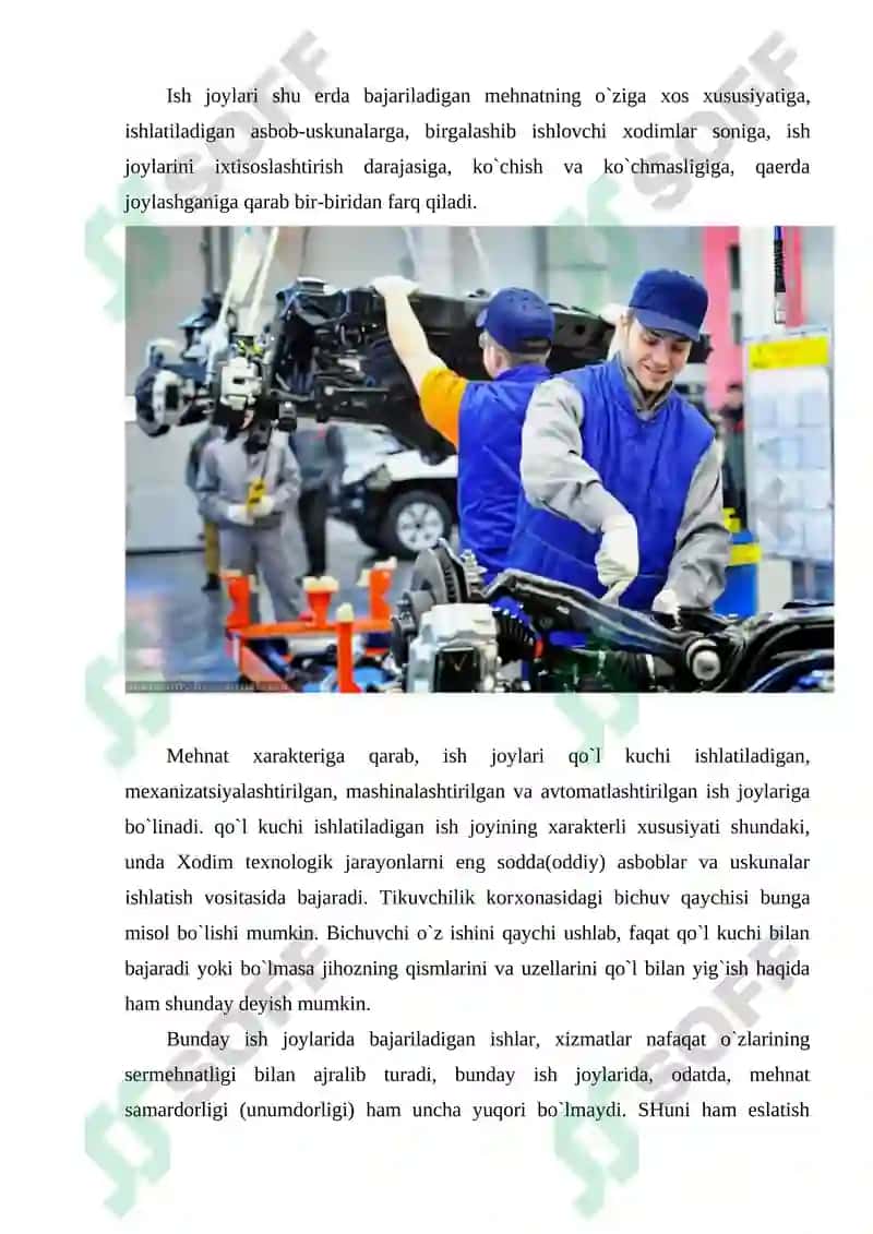 Ishchi jоylarini tashkil QILISH 6