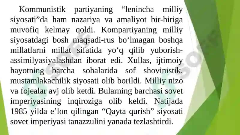 Mustaqillikka erishish arafasida O’zbekistondagi ijtimoiy-siyosiy jarayonlar 6