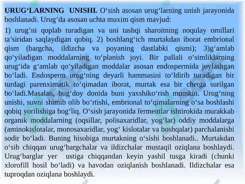 O‘SIMLIKLARNING O‘SISH VA RIVOJLANISHI 6