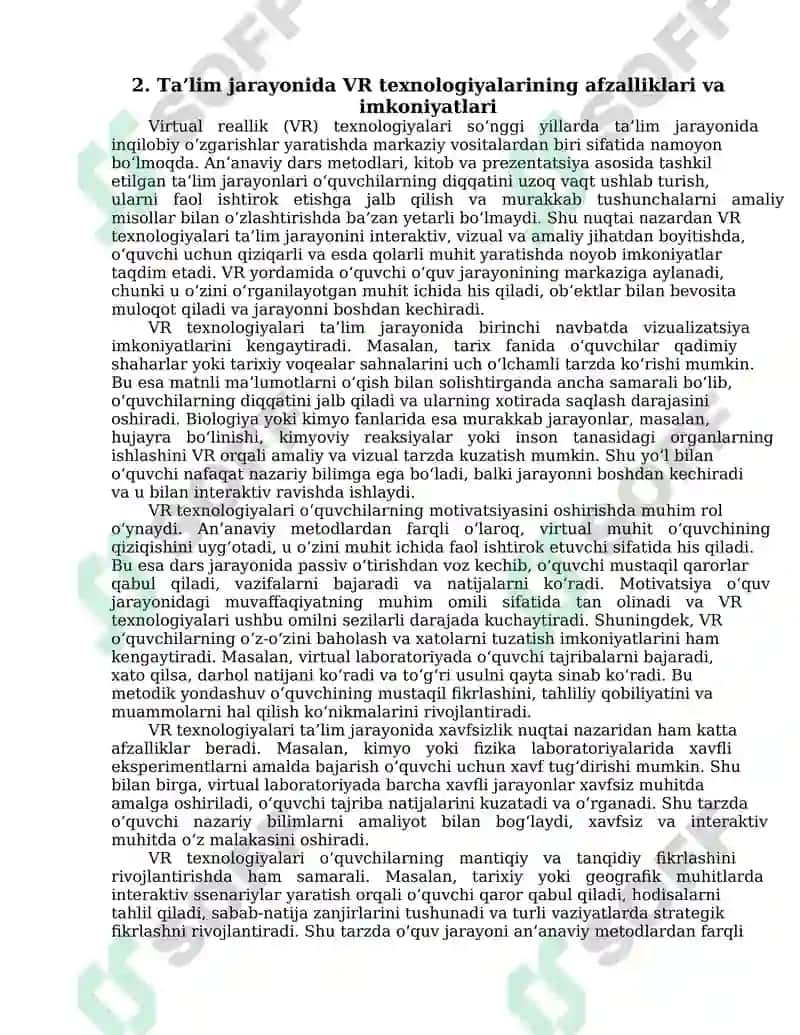 Virtual reallik (VR) texnologiyalari va ta’lim jarayonida qoʻllanilishi 6
