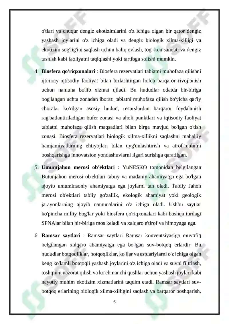 Alohida Muhofaza Etiladigan Tabiiy Hududlar 6