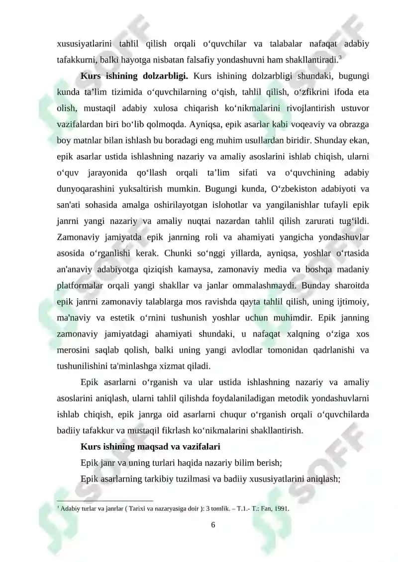 Epik Asarlar ustida ishlash 6