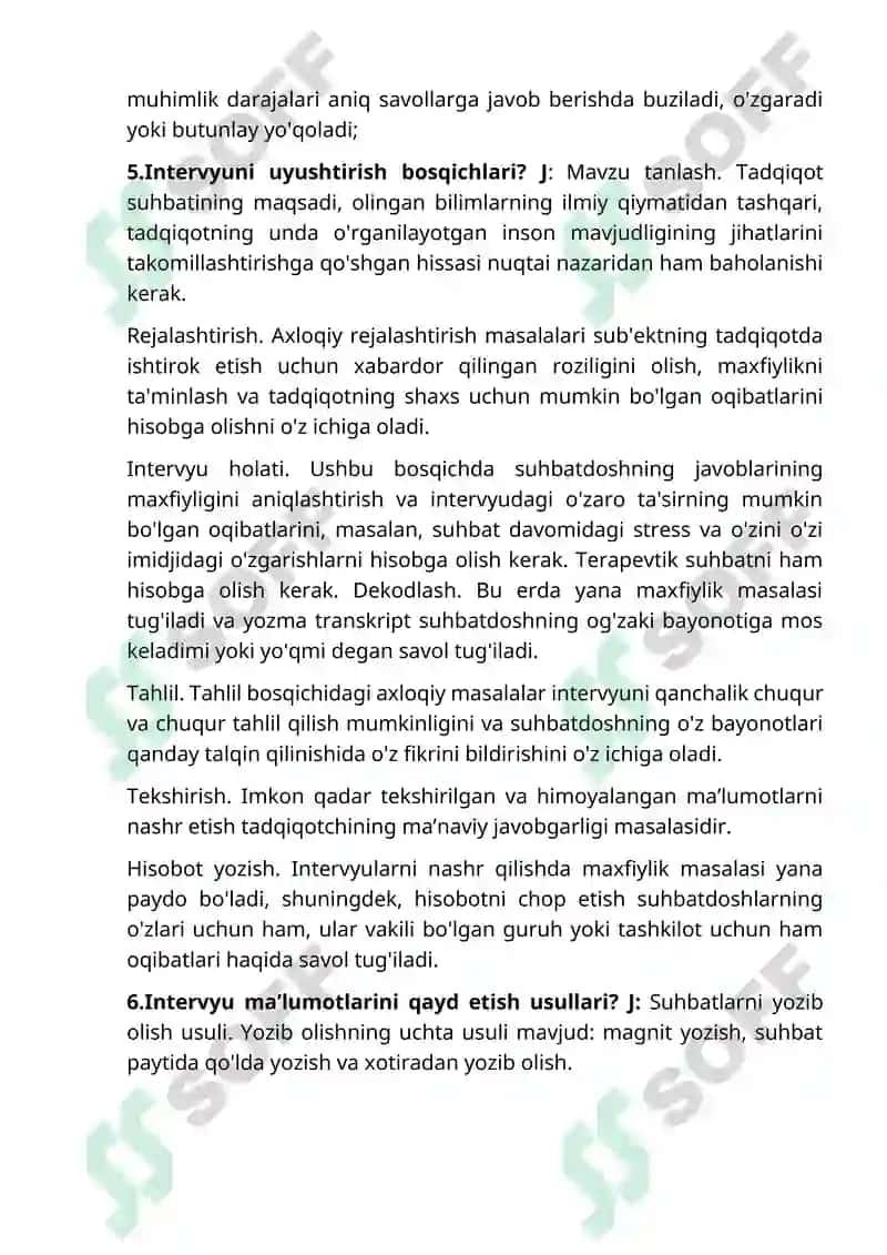 Intervyu metodining tadqiqotlarda qo’llanilishi 6