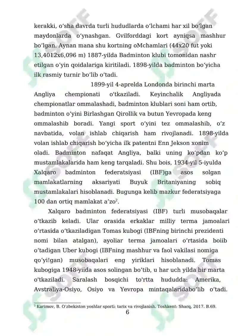 Badmintonning jahonda shakllanishi va taraqqiyoti 6