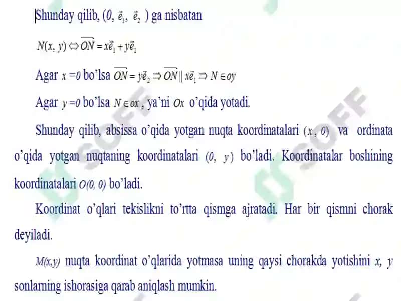 Tekislikdagi affin koordinatalar sistemasi 6