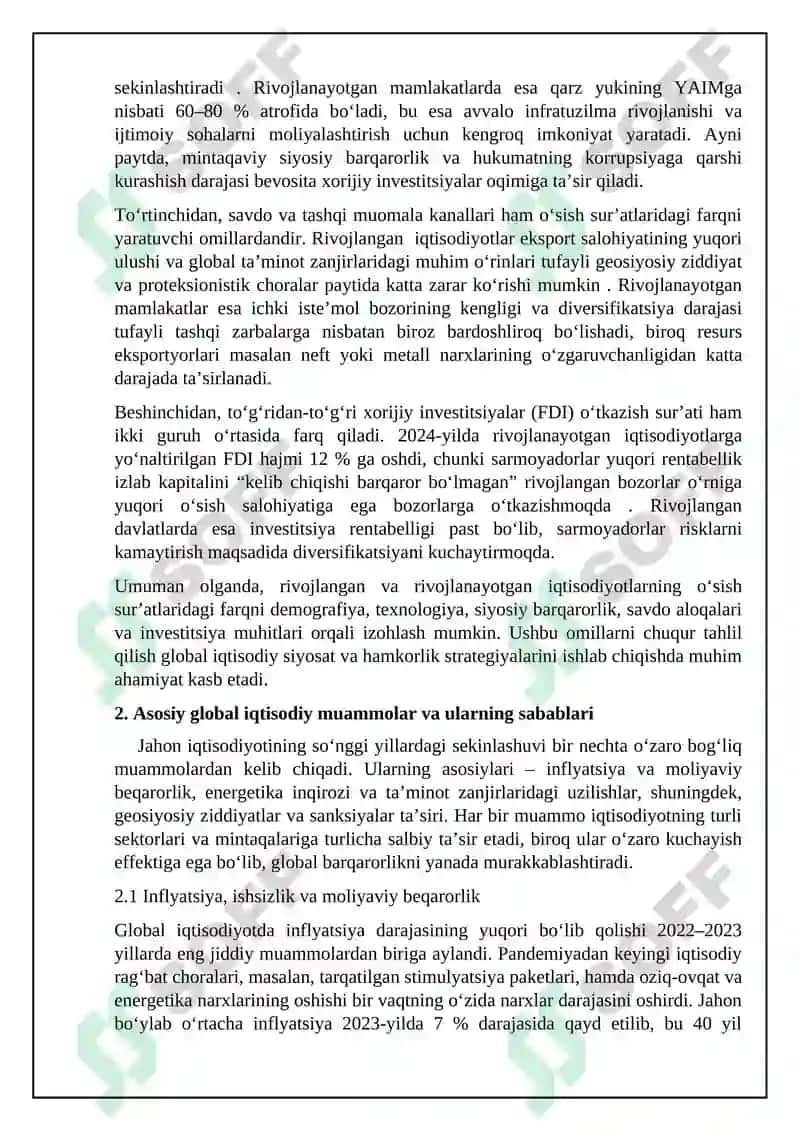 Jahonning global iqtisodiy muammolari 6