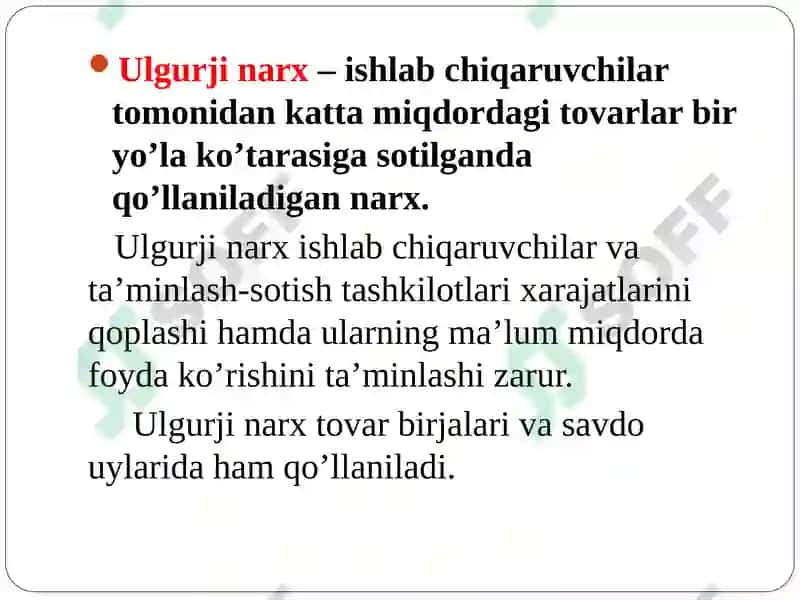 Narx ustidagi nazorat va bozor faoliyati 6
