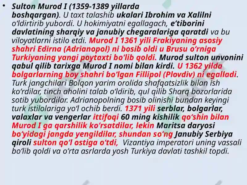 XI- XV asrlarda Turkiya Reja 6
