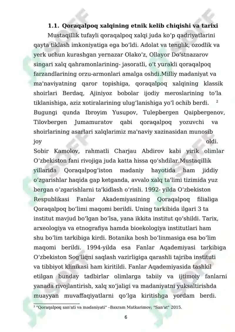 QORAQALPOQLAR MA‘NAVIY MADANIYATINING O'ZIGA XOSLIGI 6