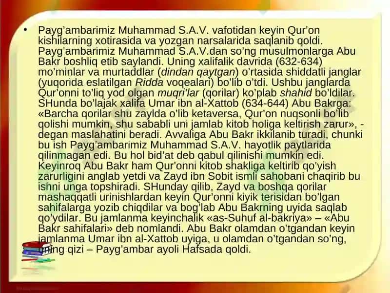 Qur’oni Karimning Nozil Bo’lish Tarixi va Jamlanishi 6
