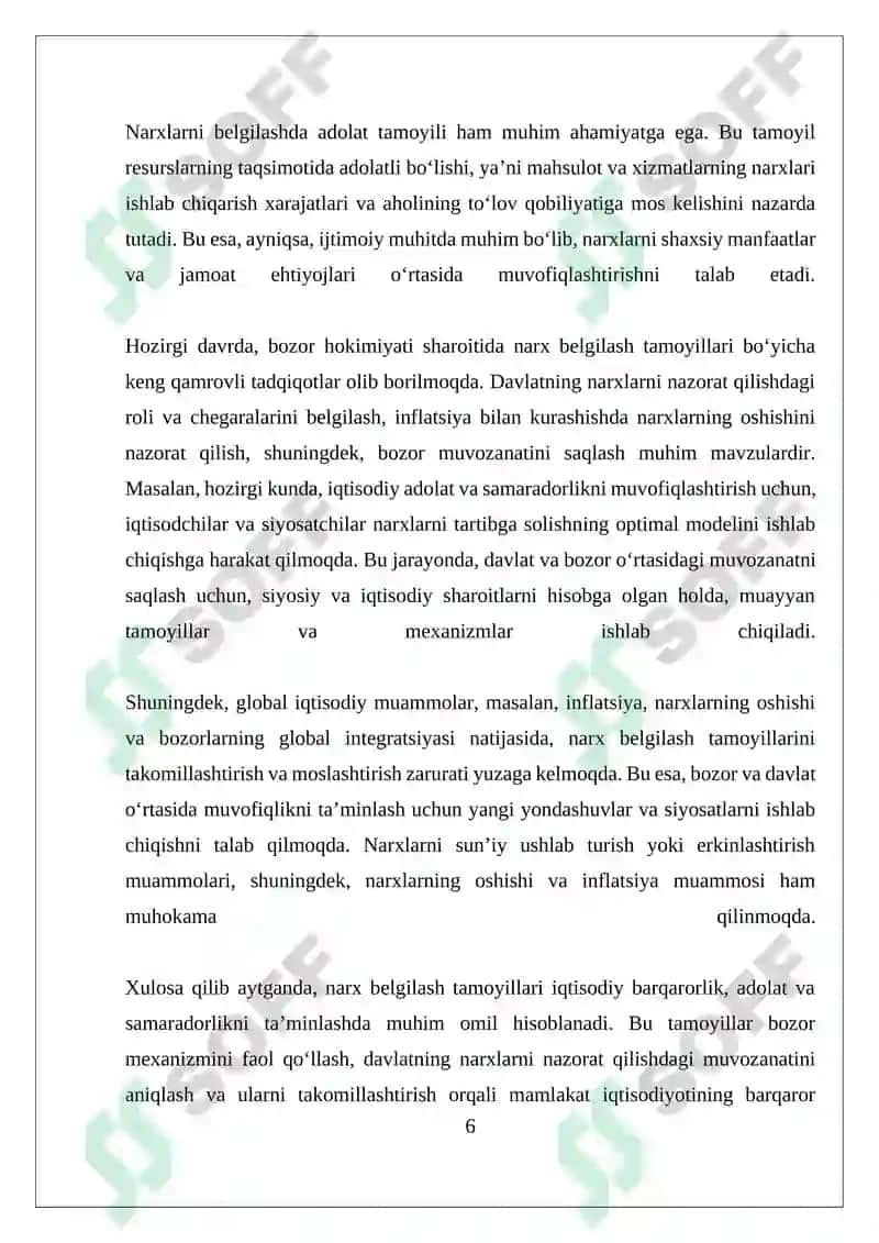 Narx belgilash tamoyillari 6
