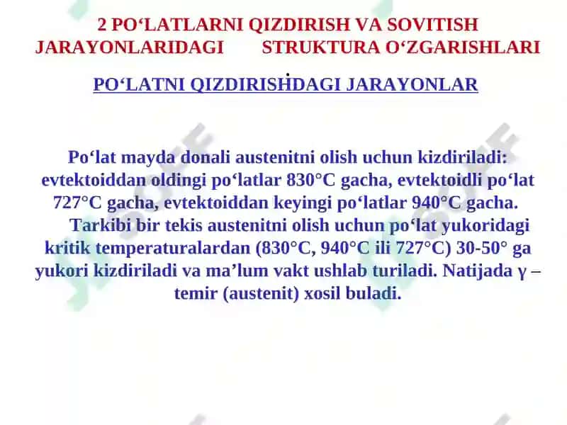 Qotishmalarni termik ishlash 6
