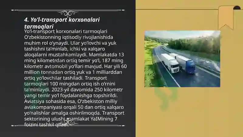 Transport infratuzilmasining rivojlanishi 6