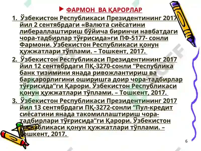 МАРКАЗИЙ БАНКНИНГ МУСТАҚИЛЛИГИТАҚДИМОТИ 6