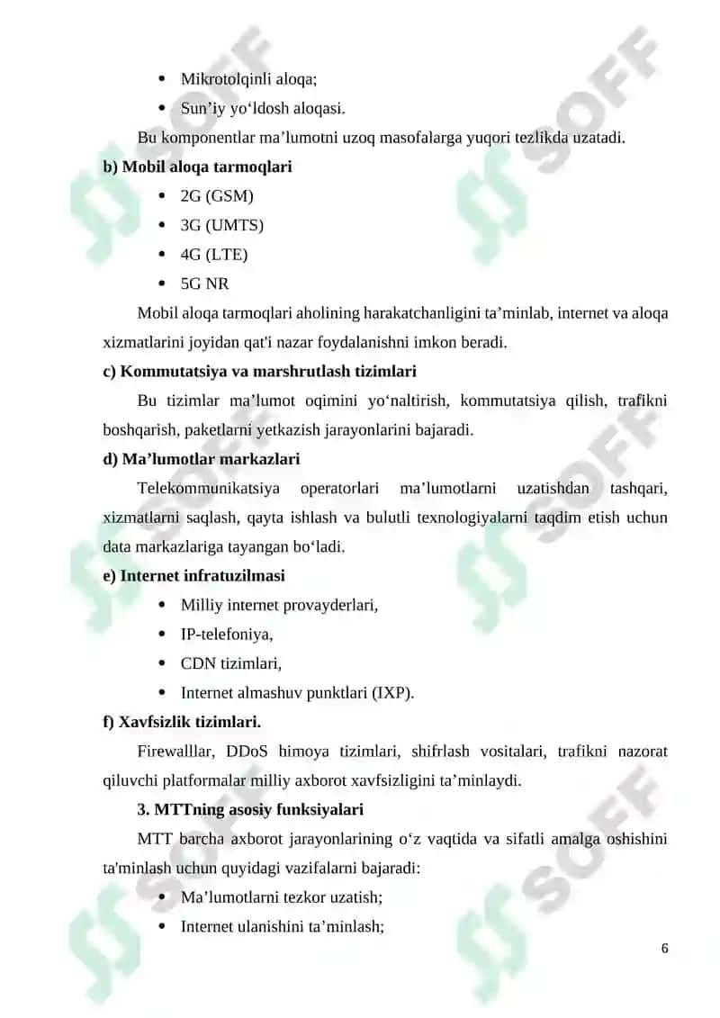 Milliy telekommunikatsiya tarmoqlarini qurish tamoyili 6