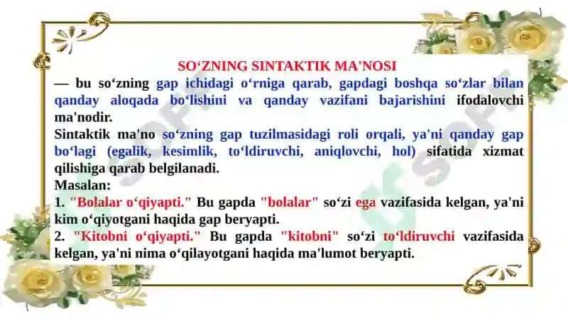 SO‘Z TURKUMLARINI O‘QITISH METODIKASI 6