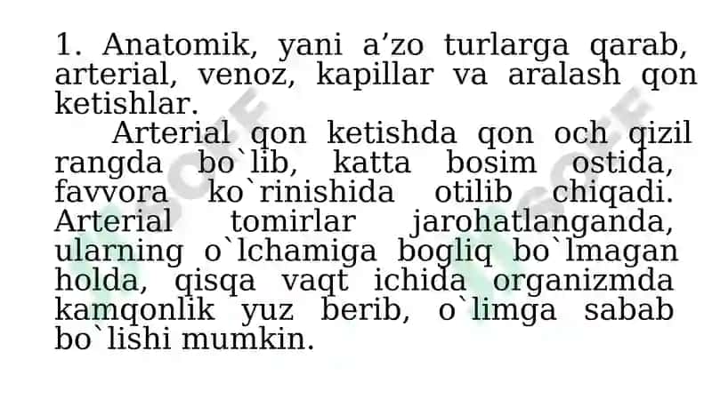 Qon ketish turlari.Qon ketishini to`xtatish usullari 6