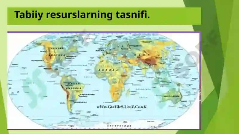 Tabiiy resurslarning tasnifi, konsepsiyalari va tamoyillari 6