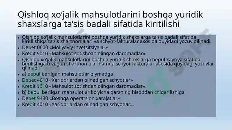 Qishloq xo‘jalik korxonalarida buxgalteriya hisobini 6