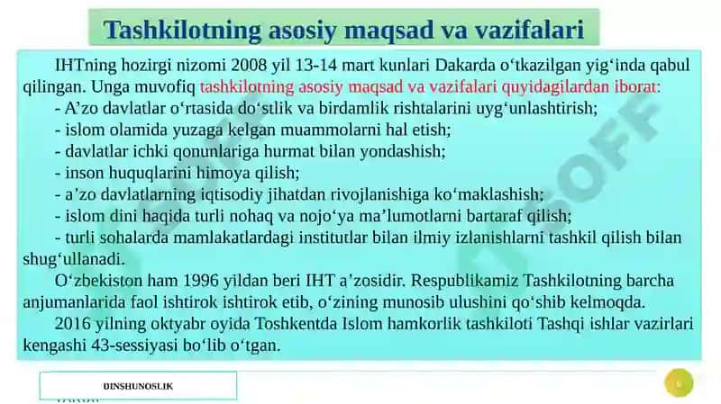 Xalqaro diniy tashkilotlar faoliyatining tarixi 6