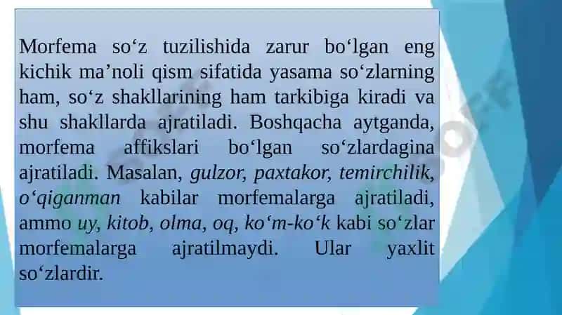 O‘zbektilida asos va qo‘shimchalar imlosi 6