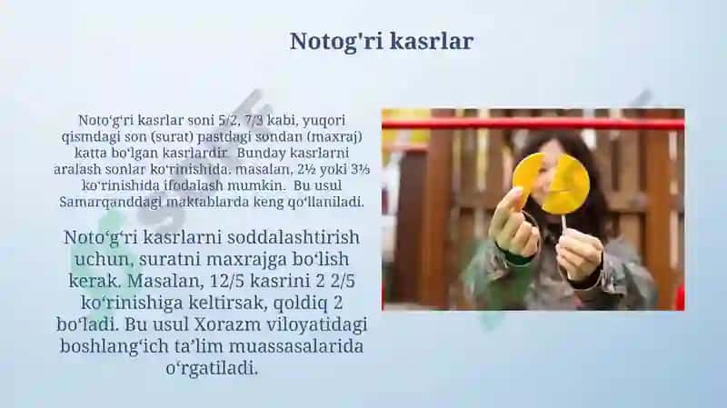 Kasr va Nisbatlarni Namoyish Qilish 6