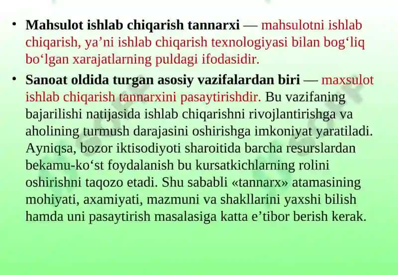 Ishlab chiqarish xarajatlari 6