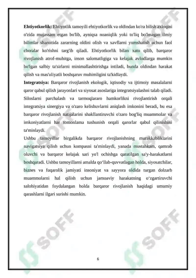 Barqaror rivojlanish mavzulari 6