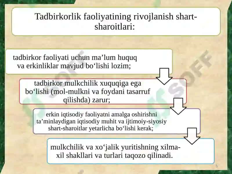 TADBIRKORLIK FAOLIYATI 6