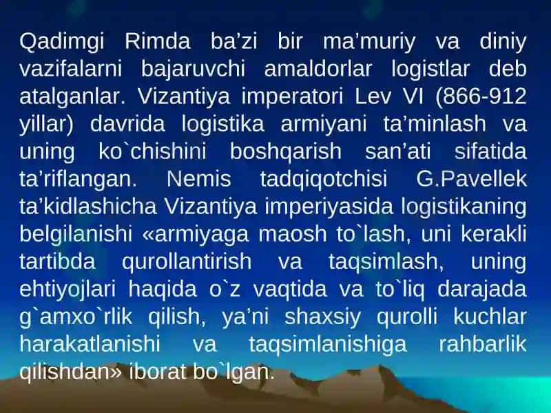 Lоgistikaning Rivоjlanish Tariхi 6