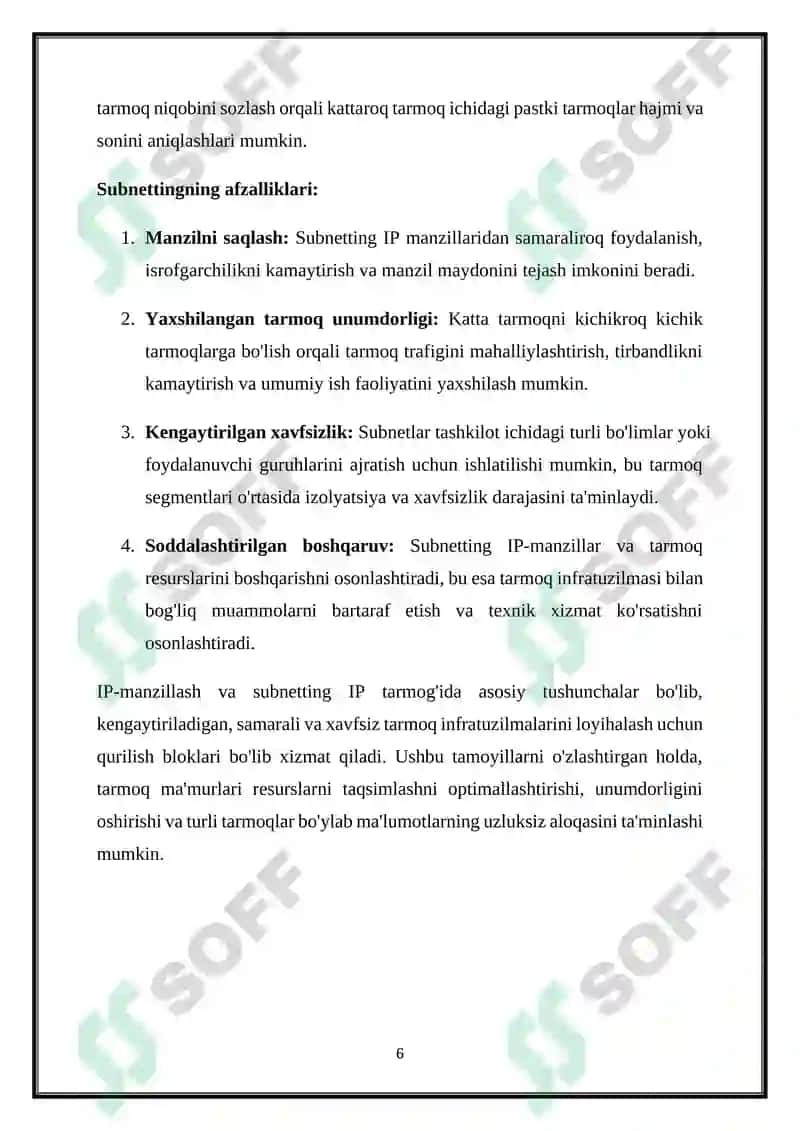 IP TARMOQLARI TEXNOLOGIYALARI 6