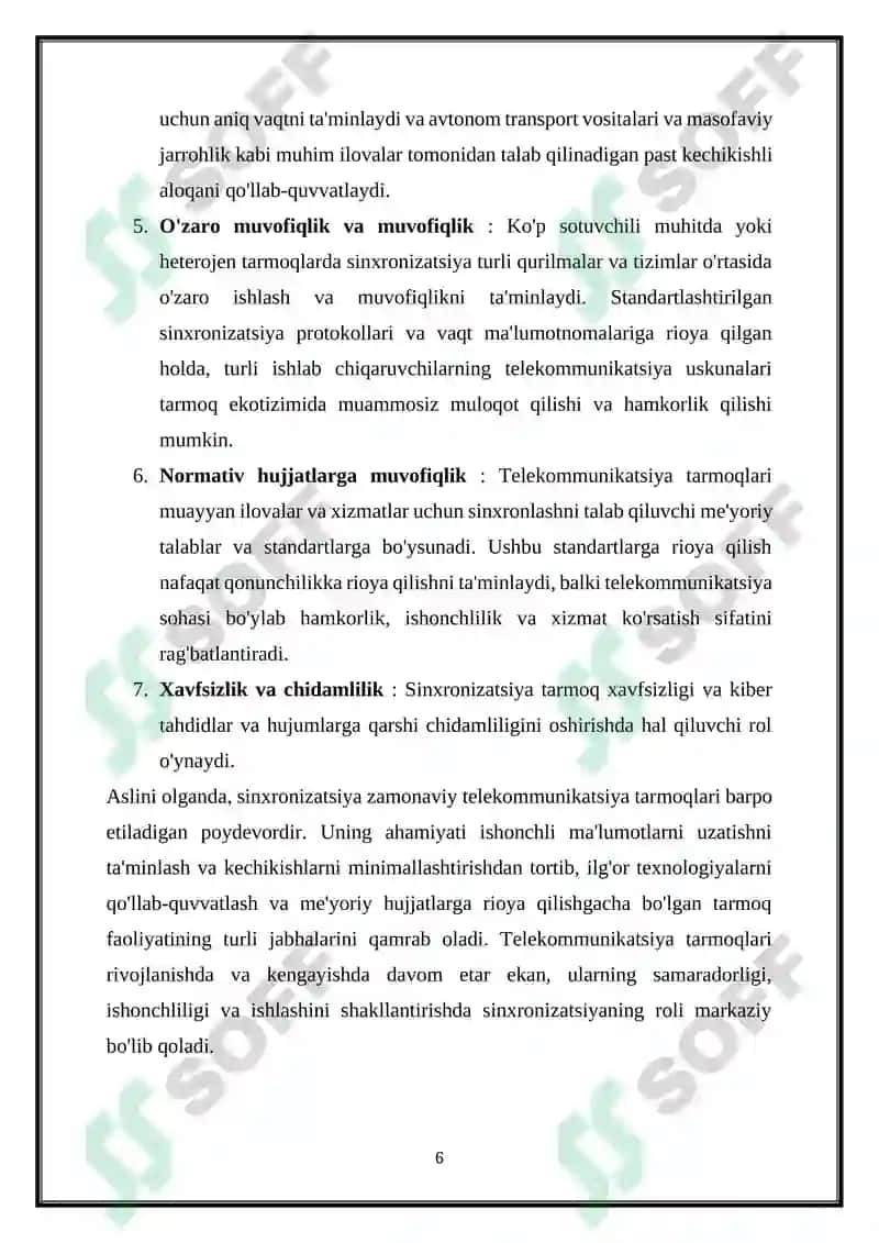 TELEKOMMUNIKATSIYA ALOQA TARMOQLARIDA SINXRONIZATSIYA 6