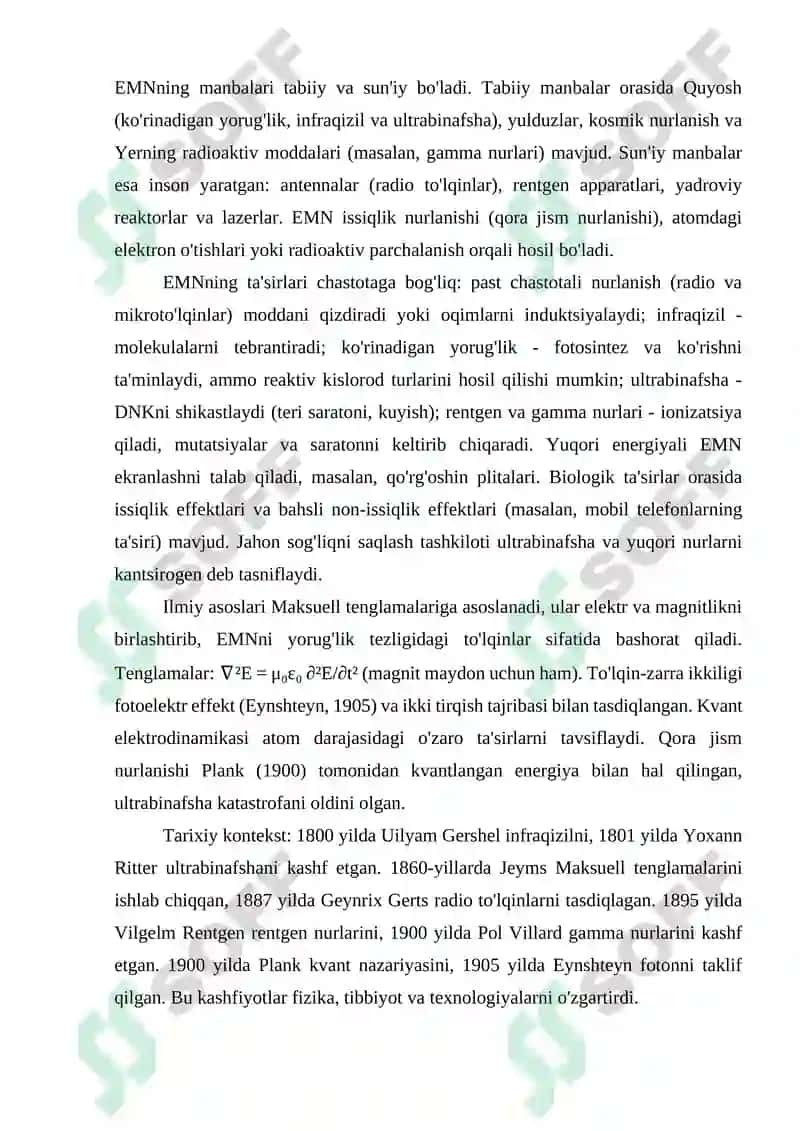 Elektromagnit nurlanishning tabiiy va antropogen manbalari 6