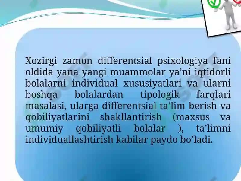 Differensial psixologiyaning vazifalari va tadqiqot metodlari. 6