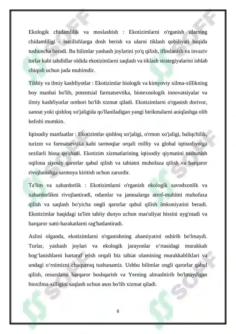 Ekotizim va ularning tasniflanishi 6