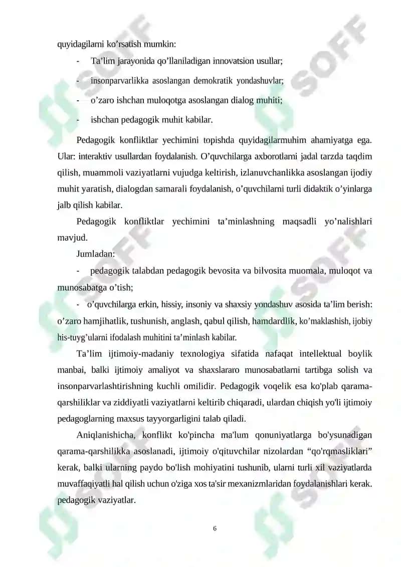 PEDAGOG KONFLIKTLARNI BARTARAF ETISHDA PEDAGOGIK HAMKORLIK 6