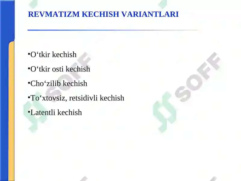 REVMATIZM.MITRAL KLAPAN YETISHMOVCHILIGI.CHAP ATRIOVENTRIKULYAR TESHIK STENOZІ. 6