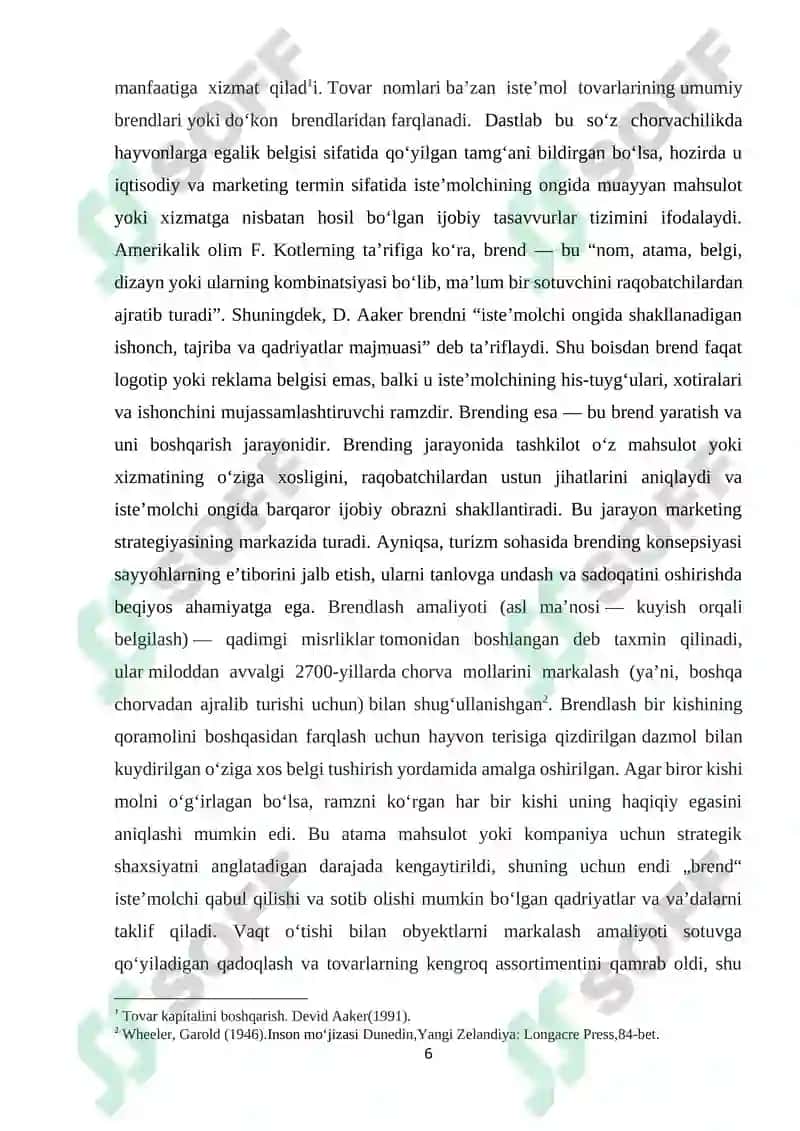 TURIZM SOHASIDA BRENDING KONSEPSIYASI VA UNING TURLARI 6