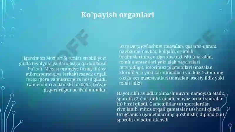 Jigarsimon Moxlar Sinflari 6