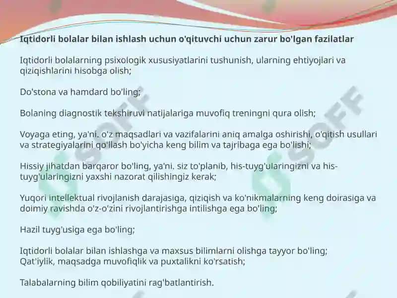IQTIDORLI OQUVCHILAR BILAN ISHLASH 6