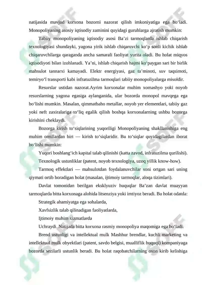 MONOPOLIYALARNING IQTISODIY ASOSI VA ULARNING TURLARI 6