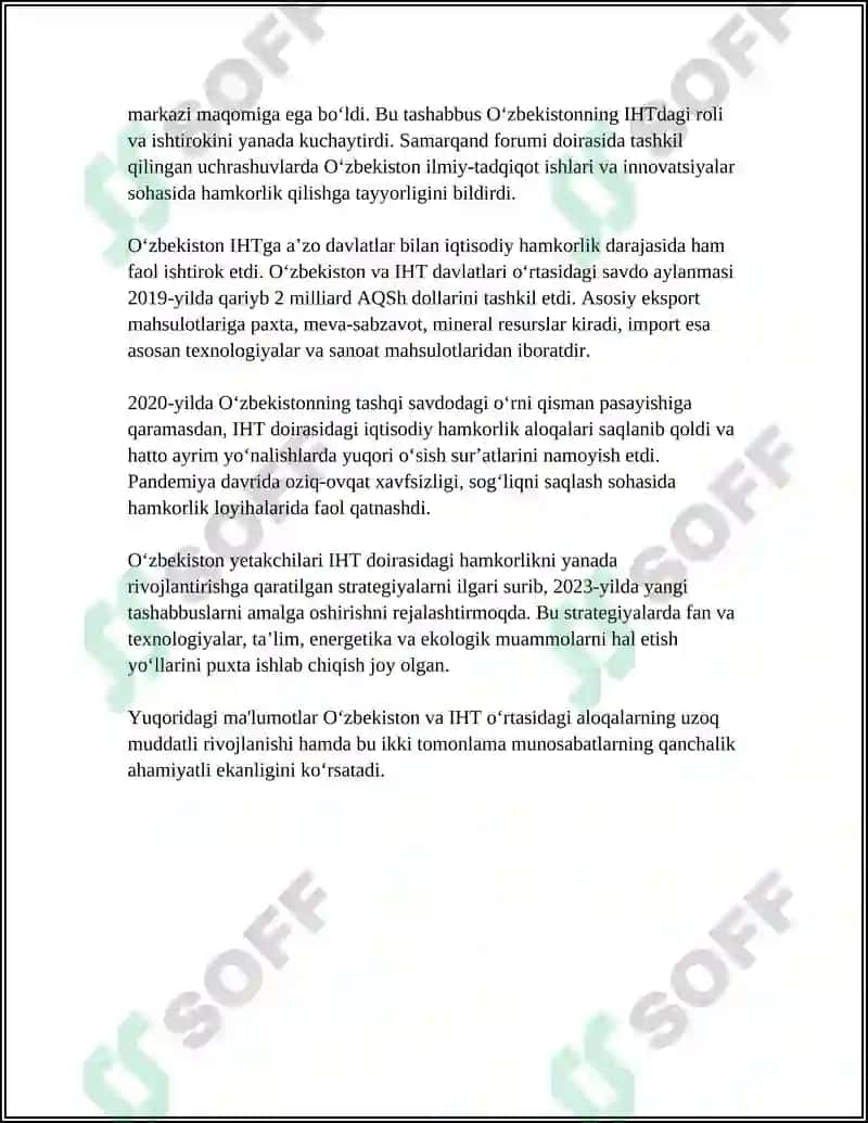 OʻZBEKISTON XALQARO TASHKILOTLAR BILAN HAMKORLIK ALOQALARI 6