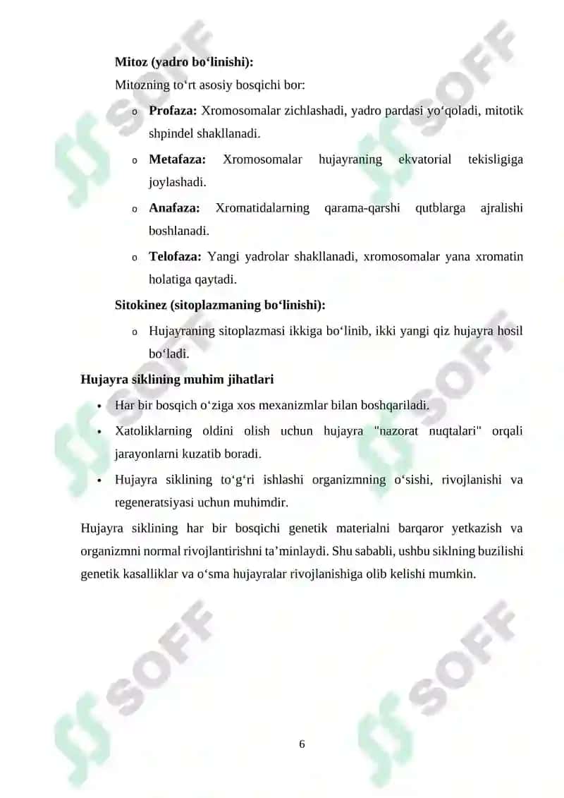 Hujayra sikli va uning davriyligi 6